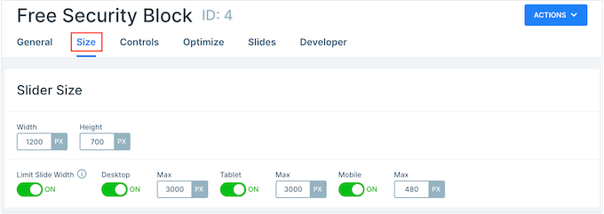 Setting a maximum slider size in a presentation