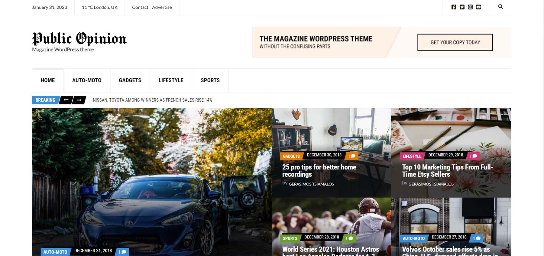 Public Opinion, one of the best Magazine WordPress Themes available today