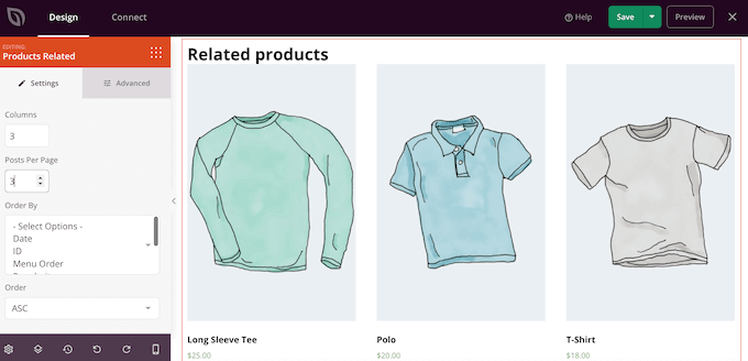 Showing related products on a custom WooCommerce page design