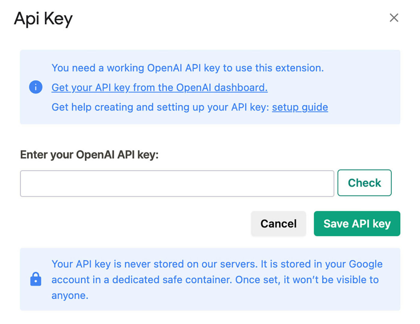 Save API key
