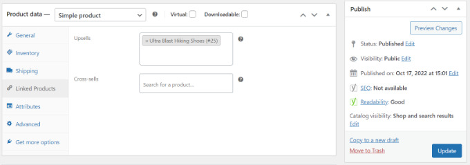 Adding linked products in WooCommerce