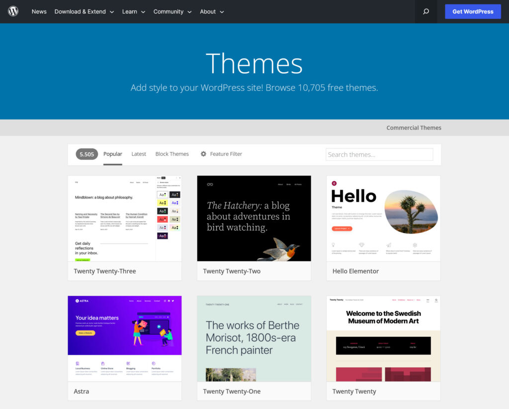 wordpress themes directory