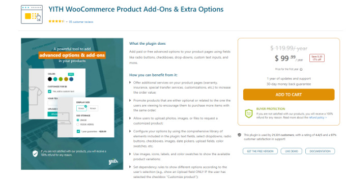 YITH WooCommerce product addons and extra options