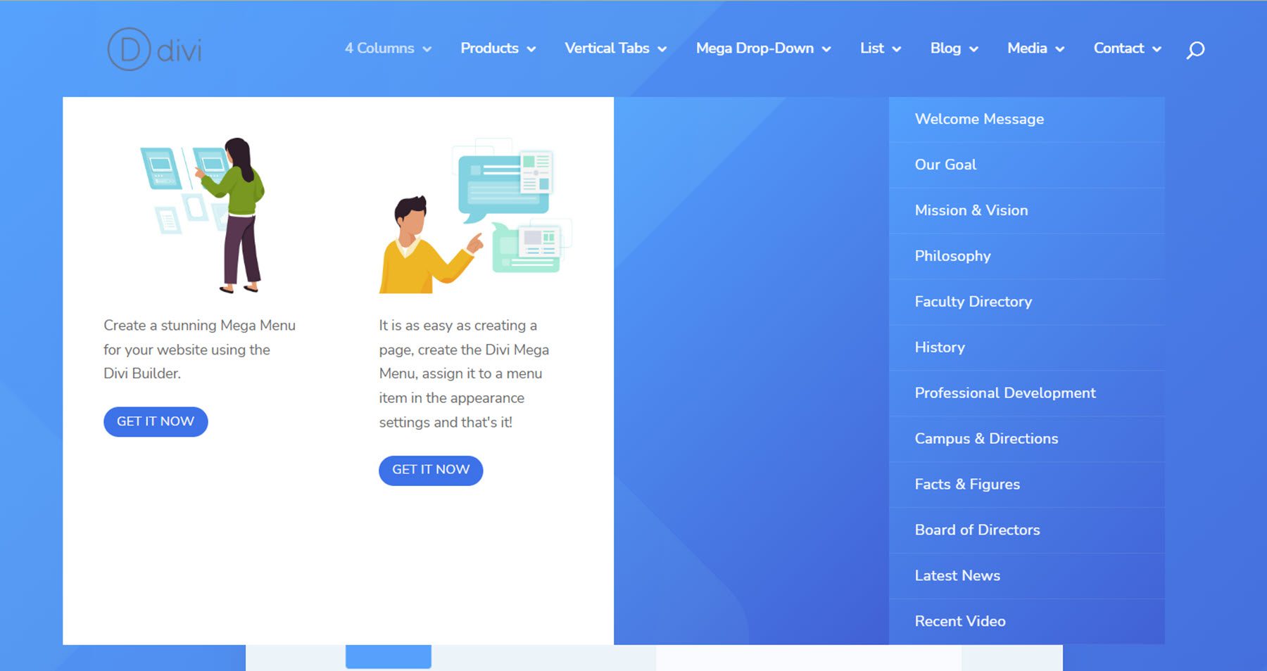 Divi Mega Menu Business Layout Example