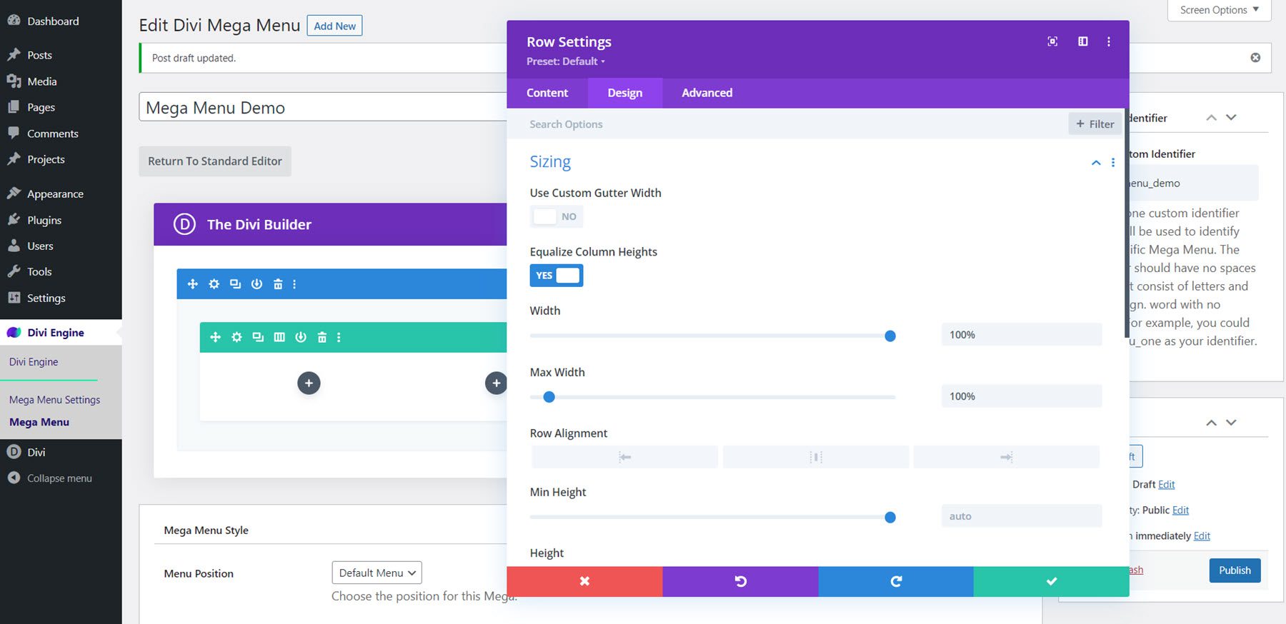 Divi Mega Menu Mega Drop-Down Module Layout Row Sizing