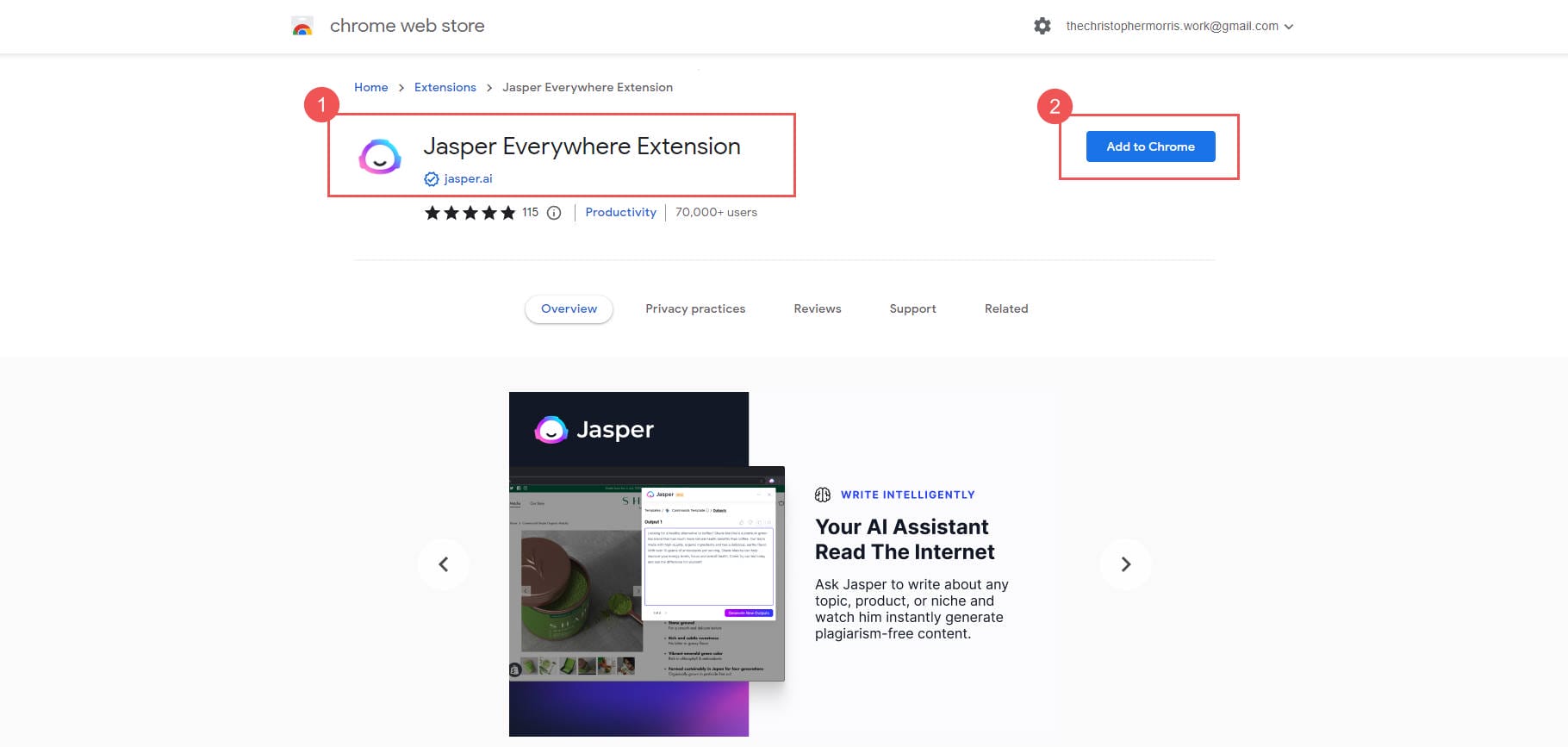 Jasper Chrome Extension - Steps 1-2