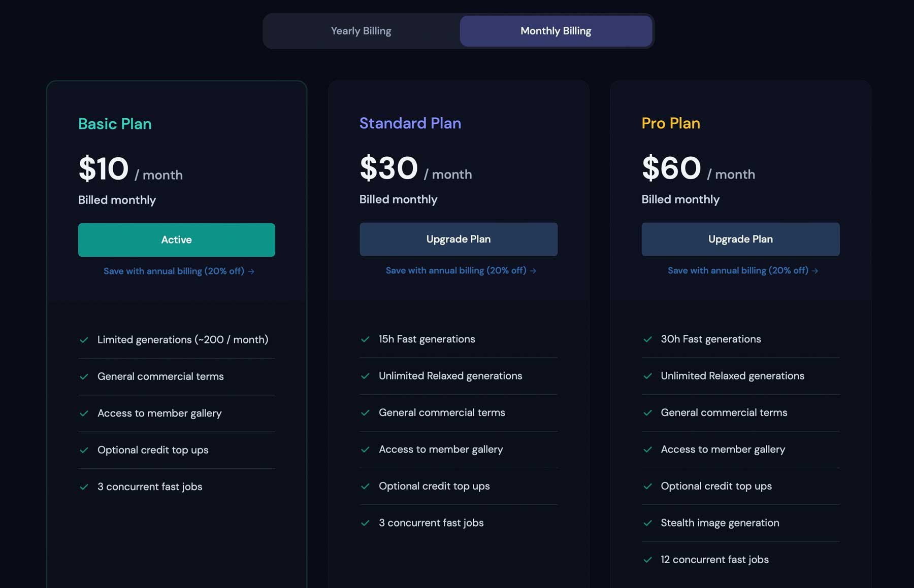 Midjourney paid plans