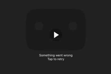 The Something went wrong error on the iOS YouTube app