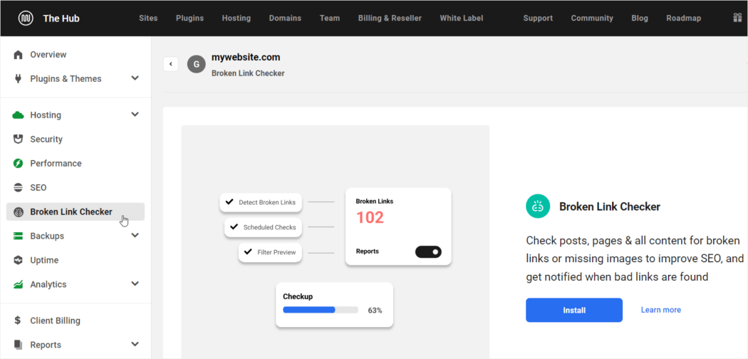 The Hub - Broken Link Checker Activation screen.