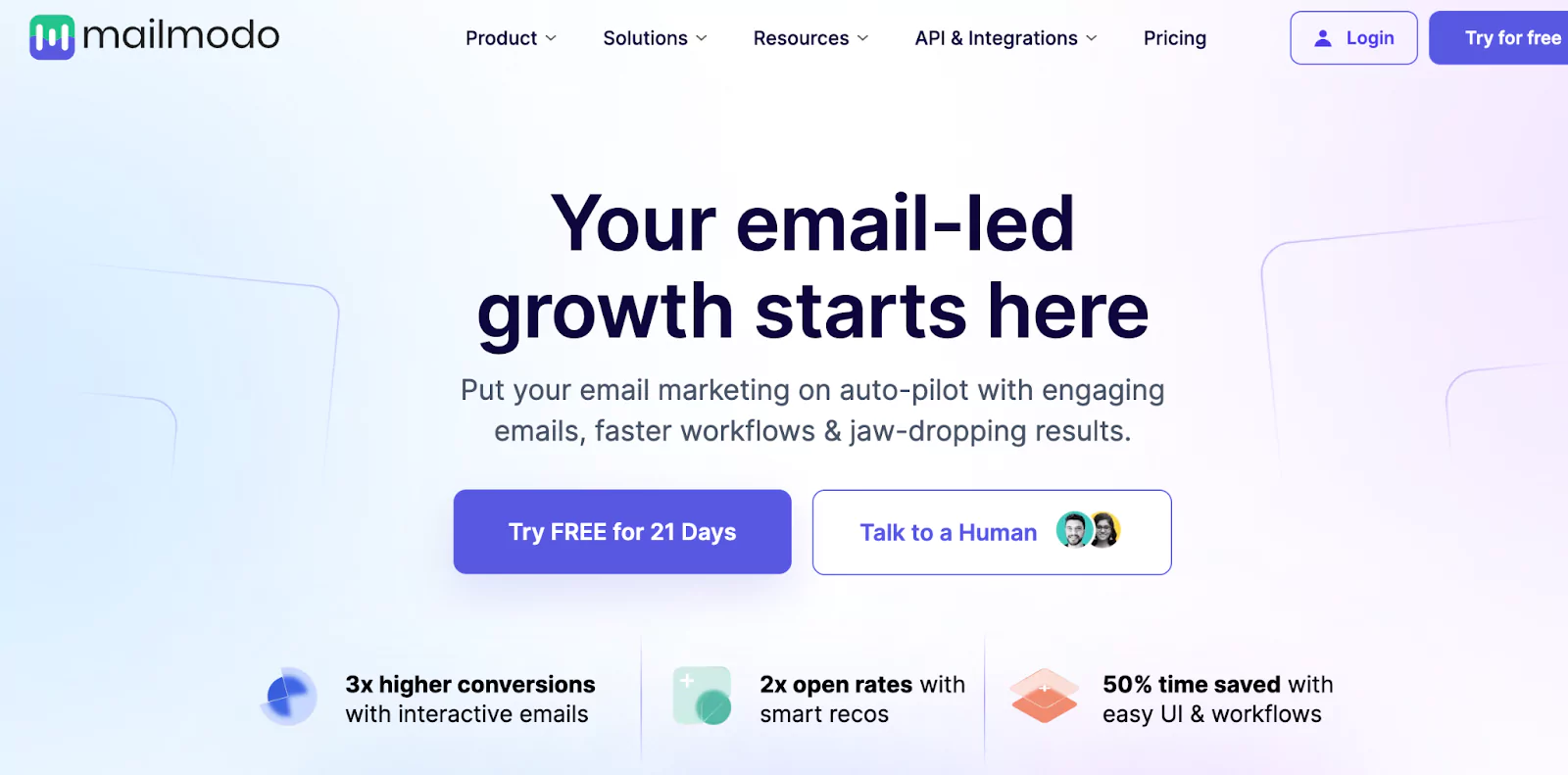 Adding a human touch to their CTA copy helped Mailmodo more than 2x their conversion rate.