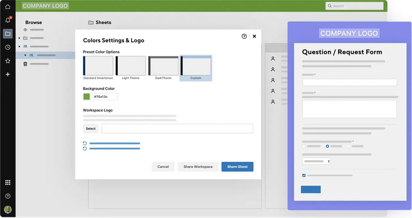 Smartsheet custom branding