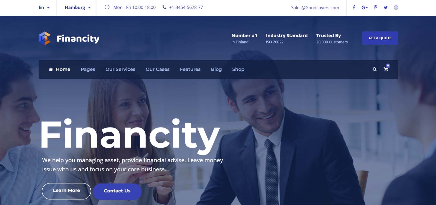 Financity, a finance related WordPress theme