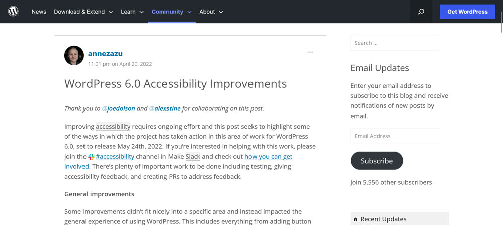 gutenberg accessibility improvements announcement