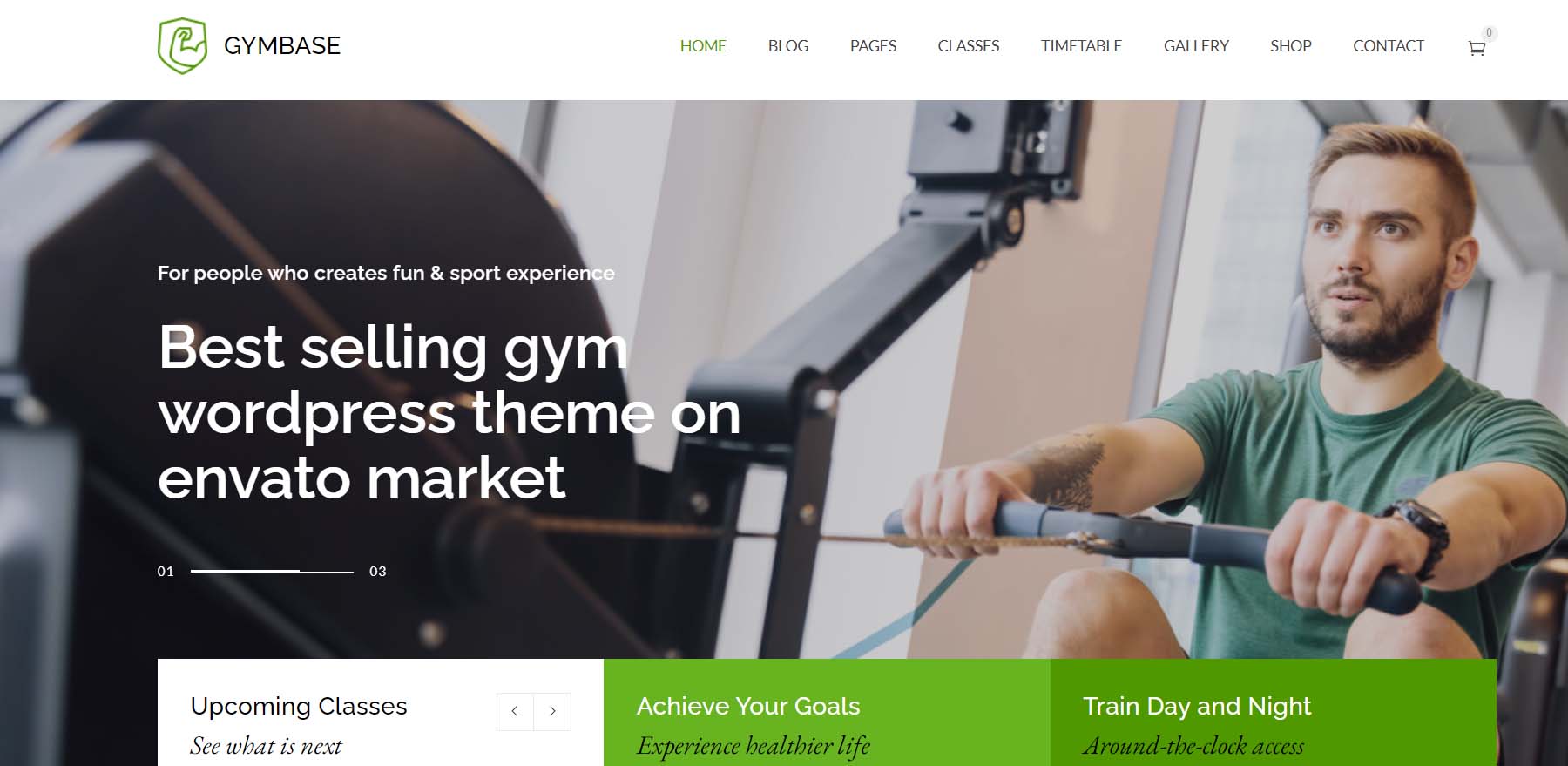 Gymbase, a WordPress theme for fitness professionals