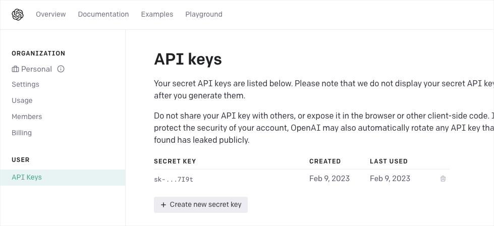 OpenAI API keys