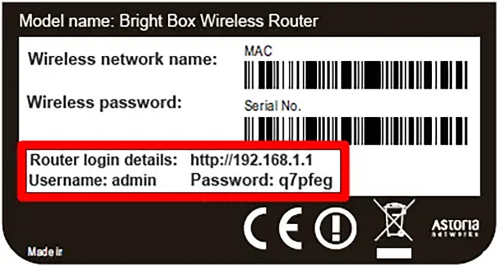 router printed information