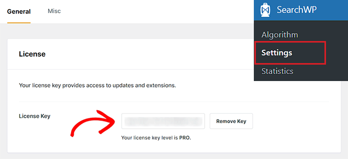 Enter your SearchWP license key