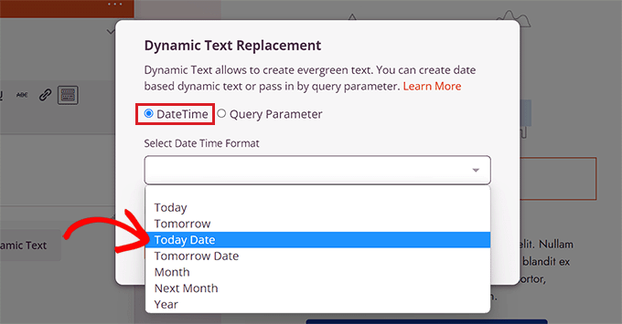 Select dynamic date