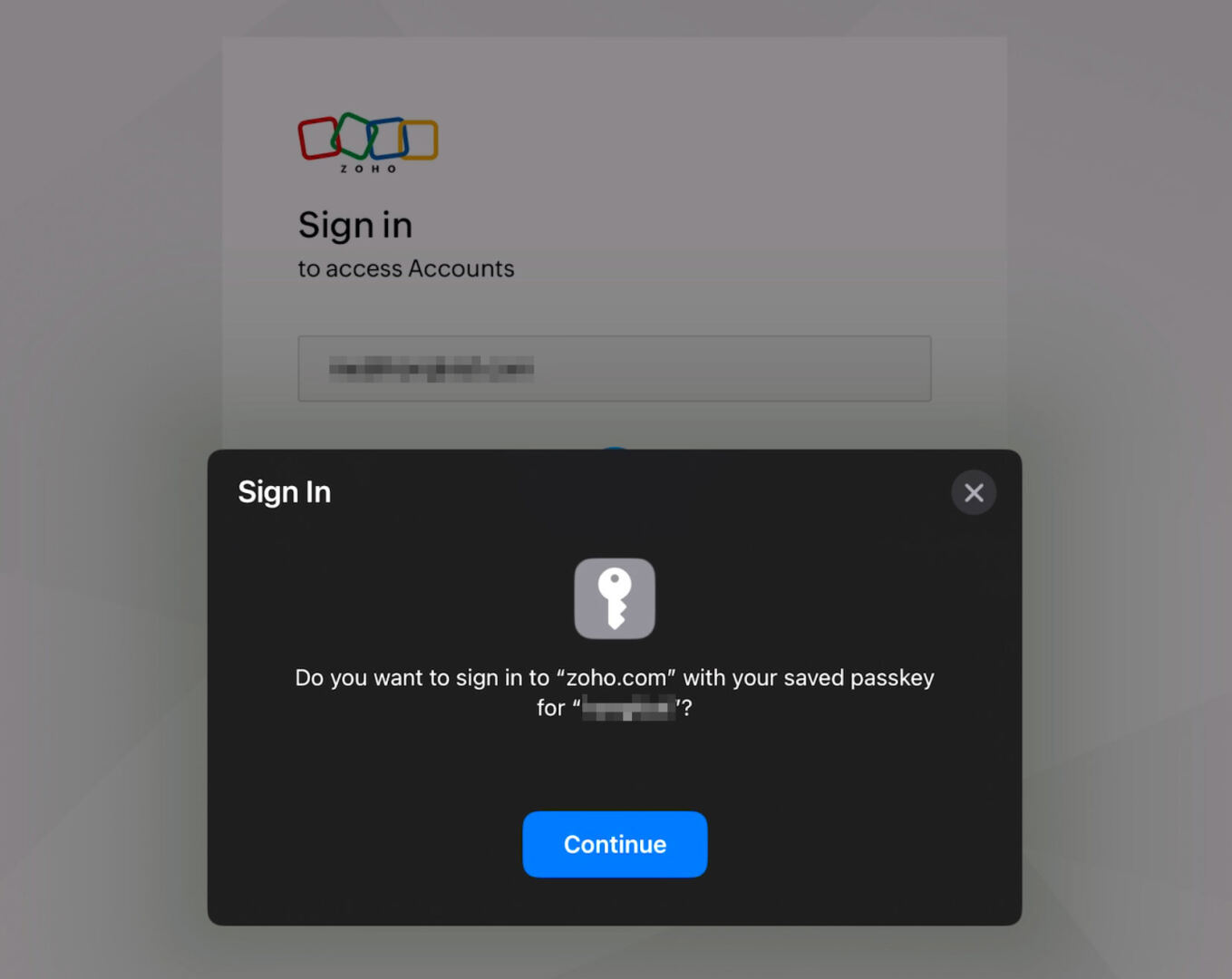 sign in with passkey