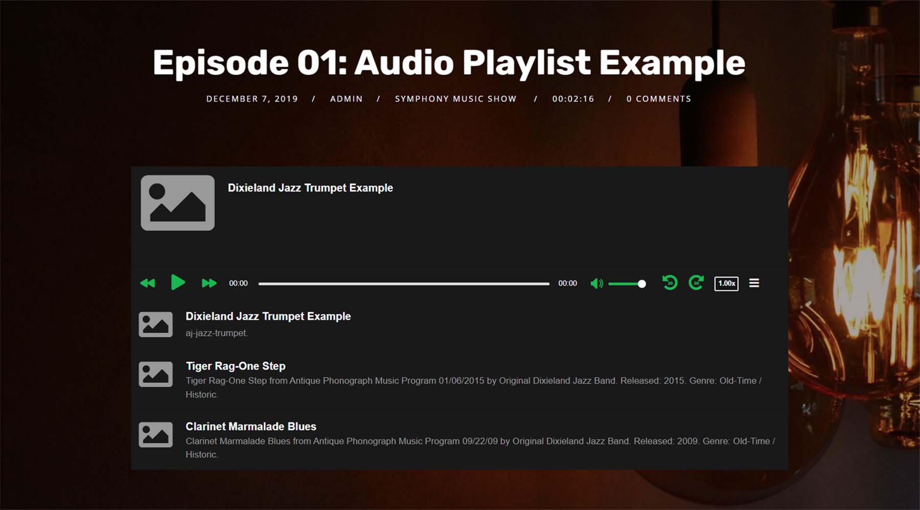 Tusant's playlist makes it one of the best WordPress themes for musicians
