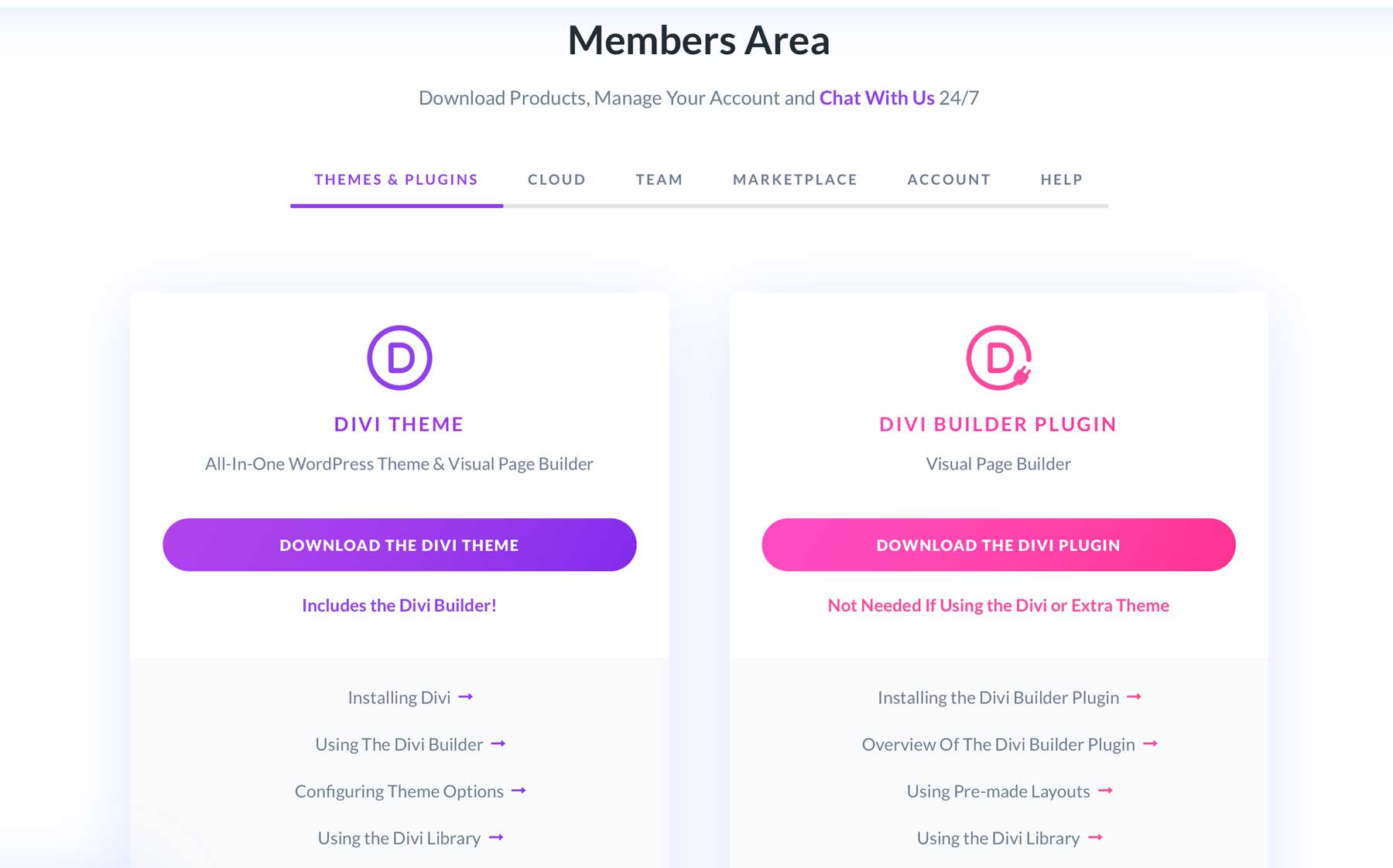 Elegant Themes member area