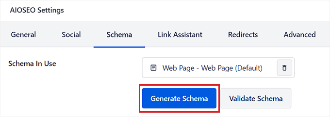 Click the Generate Schema button