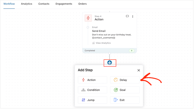 Adding a delay to an automated marketing email sequence