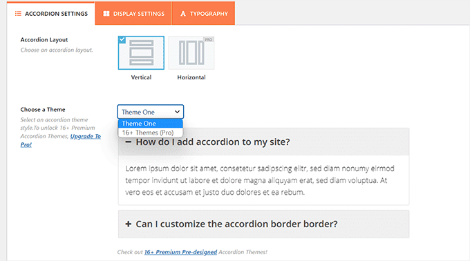 Easy Accordion customization settings