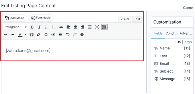 Edit form entry data