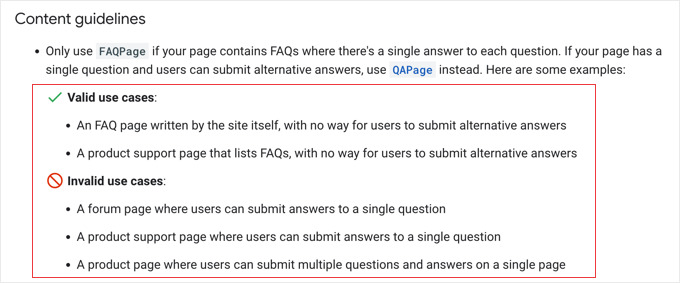 FAQ schema content guidelines