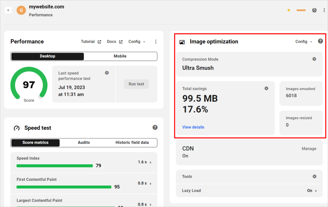 The Hub: Performance Tab - Ultra Smush