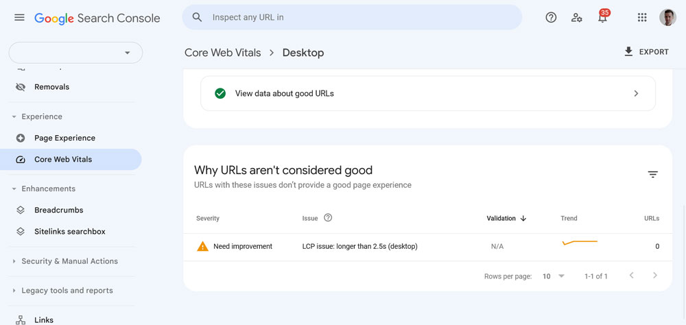 lcp issues in google search console