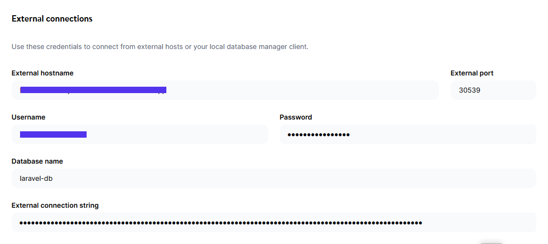 External connections for your hosted database