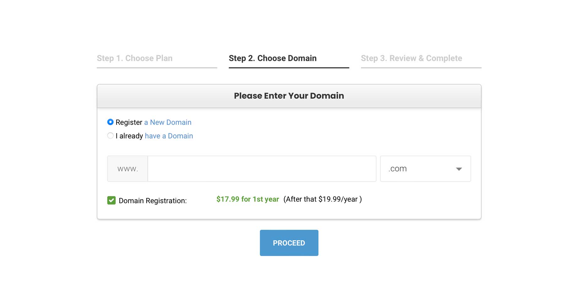register a new domain