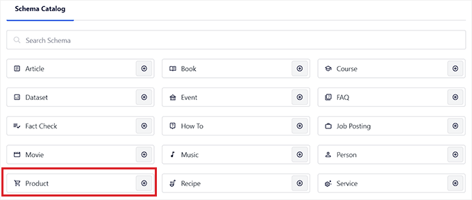 Select the Product schema