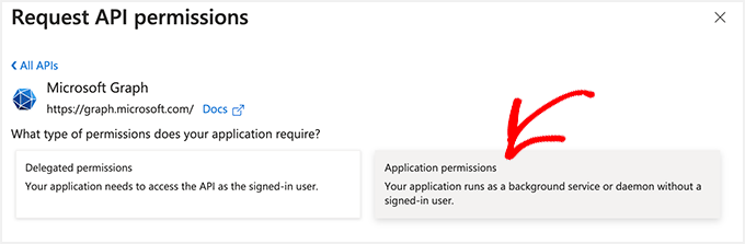 Select application permissions