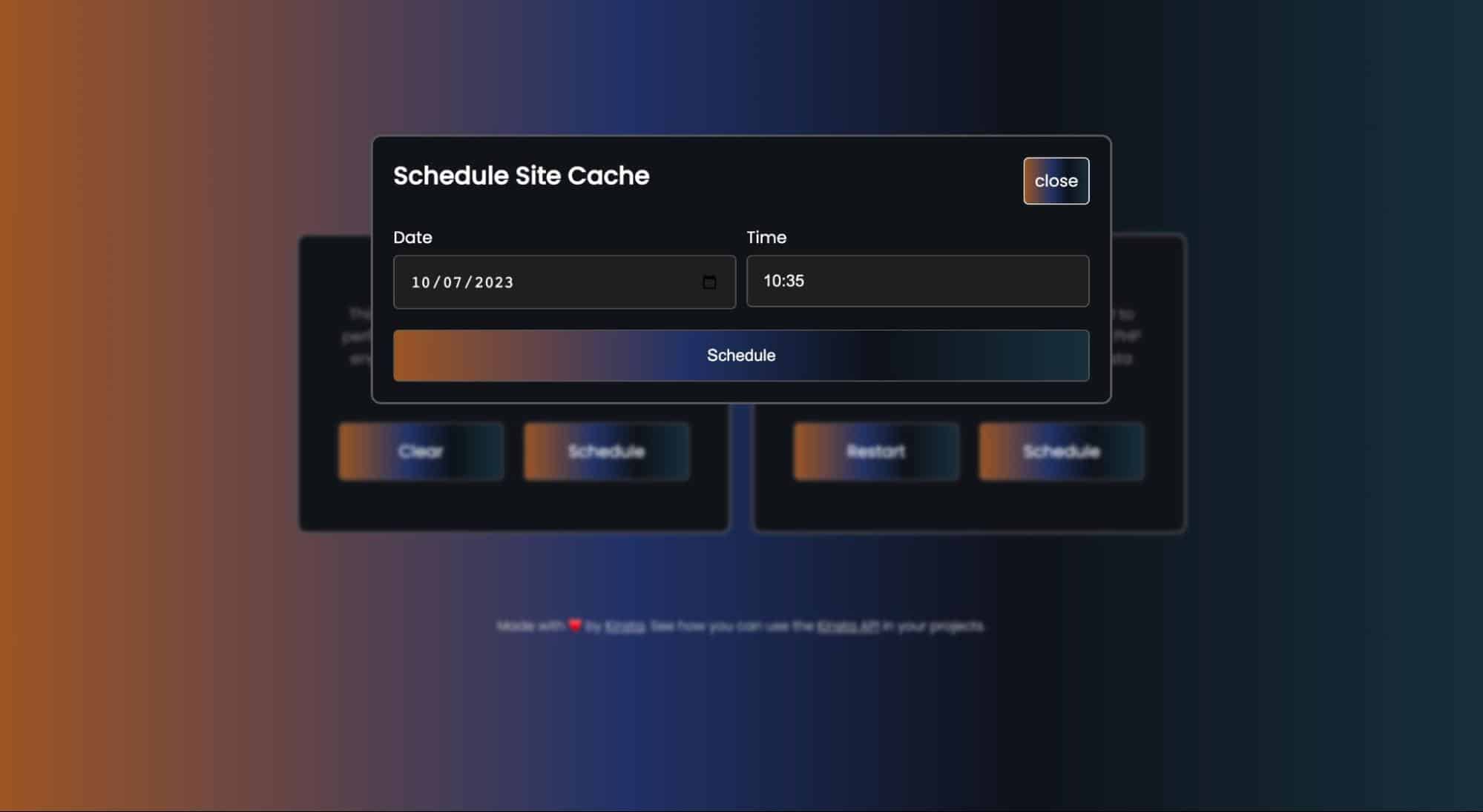 Site tools scheduler interface