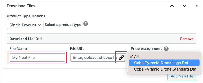 Adding Files to a Single Product With Variable Pricing