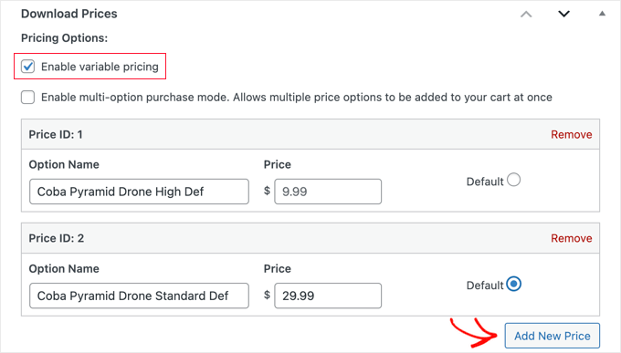 Adding Variable Pricing to a Downloadable Product