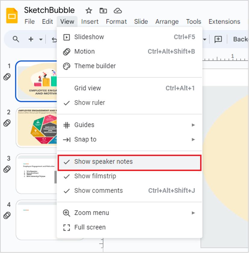 speaker notes google slides