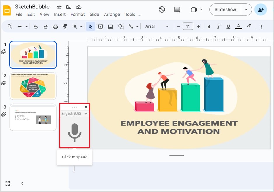 dictate speaker notes google slides