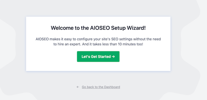 The AIOSEO startup wizard