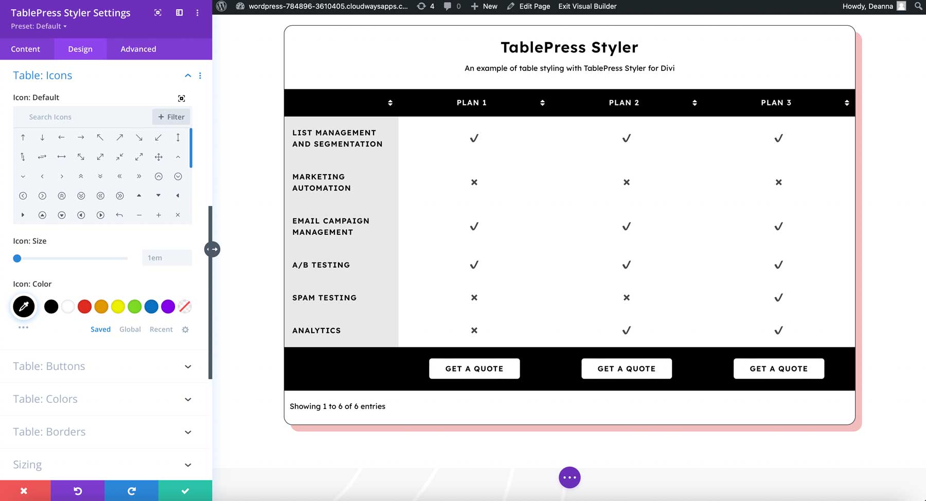 Icon settings