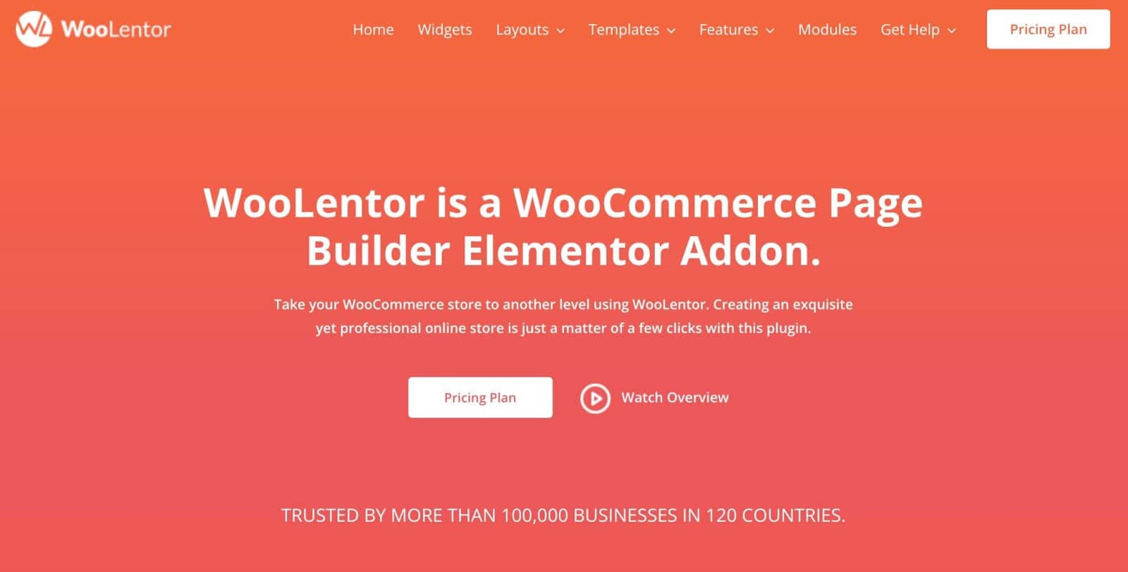 WooLentor homepage and sign up page. 