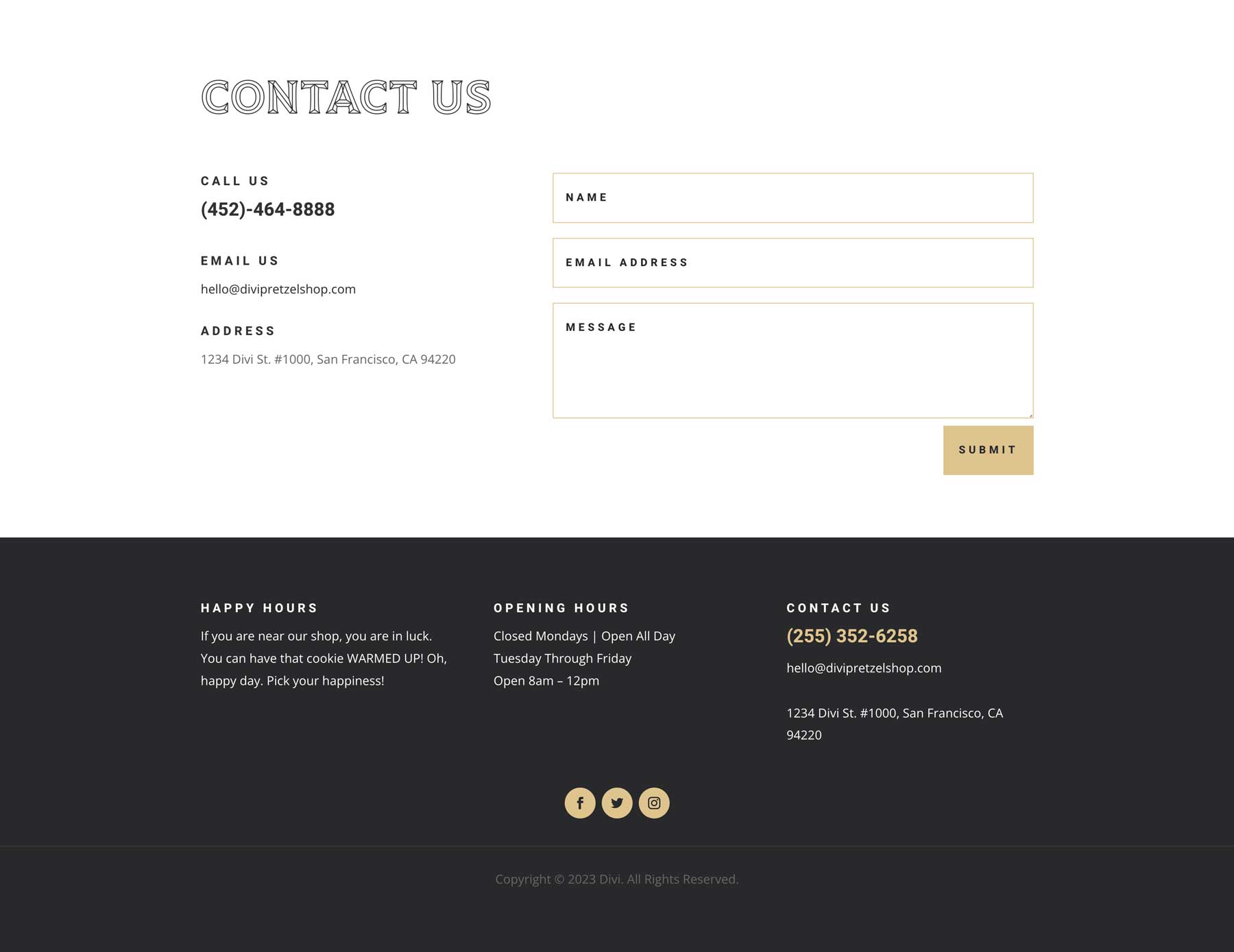 Bake Shop Layout Pack for Divi