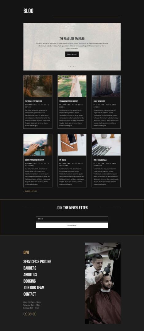 Barber Layout Pack for Divi