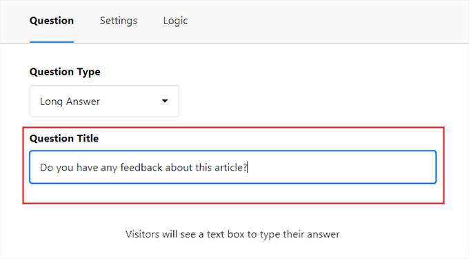 Create second question for the quick feedback