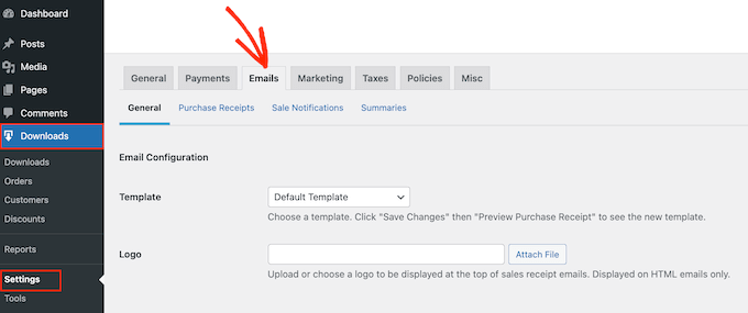 Customizing the default purchase email in Easy Digital Downloads