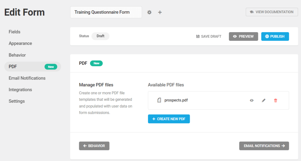 Forminator - Edit Form screen.