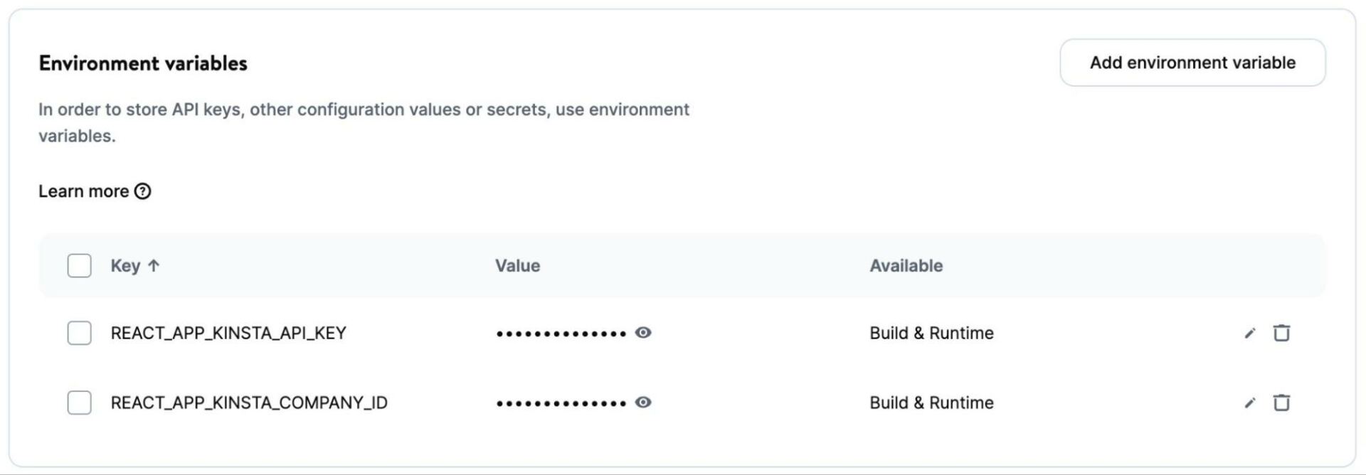 environment variables